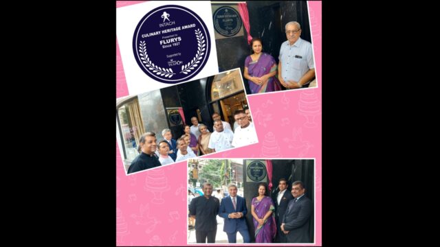 INTACH Culinary Heritage Award for heritage tearoom "Flurys" on Park Street in Kolkata