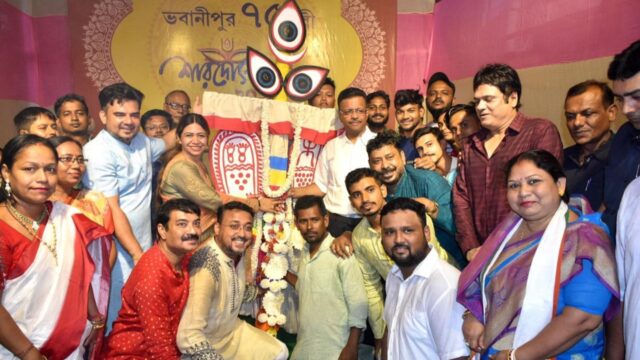 Puja Curtains go up with KHUTI PUJA at BHOWANIPUR 75 PALLI
