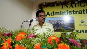 অনুষ্ঠানে বক্তব্য রাখছেন পূর্ব মেদিনীপুর কেভিকে-র সিনিয়র সায়েনটিস্ট ও হেড সামসুল হক আনসারি